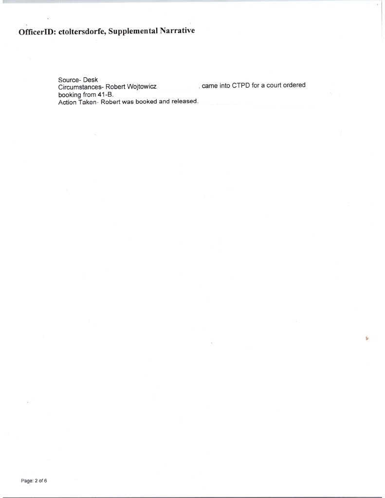 Clinton Township Police Department supplemental report concerning Robert Wojtowicz, 2016 case, page 2